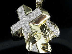 Holy Cross Pendant Jesus Christ Carrying Cross Lucky Religious Sterling Silver