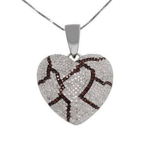 Beautiful Pendant Heart Shaped Diamond Pendant Love Gift Solid Sterling Silver