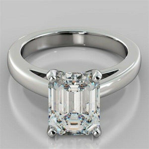 2.00 Ct Near White Emerald Moissanite Engagement 925 Silver Ring OM