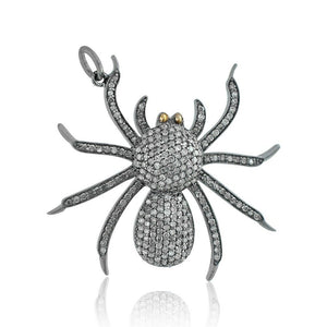 Genuine Pave Setting Diamond 925 Solid Silver Spider Pendant Jewelry PEMJ-983