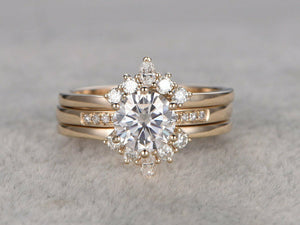 1.95 Ct D Color Round Cut Brilliant Moissanite Engagement Ring 14K Yellow Gold