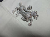 Cowboy Theme Horse Pendant HipHop Style Diamond Studded Solid Sterling Silver