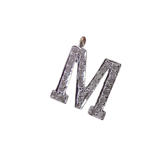 Magical Micro Pave Diamond 925 Silver Alphabet Letter M Initial Pendant Jewelry