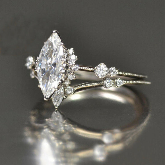 925 Sterling Silver 2.00 Ct Marquise Cut Solitaire Engagement Ring