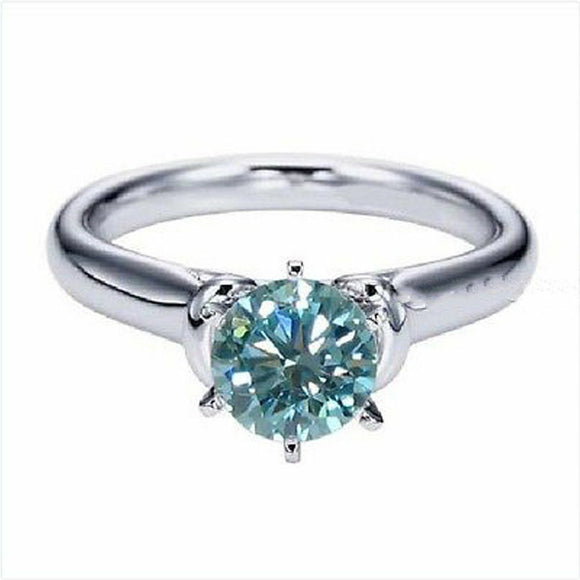 Fiery 2.00 ct Blue Moissanite Engagement wedding Ring 925 Sterling Silver