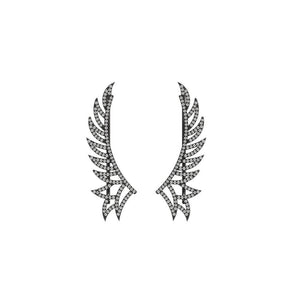 Angel Wings Style Ear Cuff Crawler Earrings Pave Diamond Fine 925 Silver Jewelry