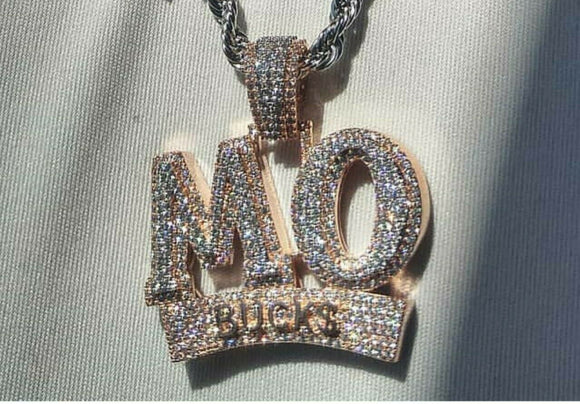 Lucky M-O BUCKS Pendant HipHop Style Diamond Studded Sterling SILVER925 rosegold