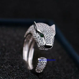 Mens Jaguar Diamond Engagement Ring Stylish Panther Band White Gold Finish