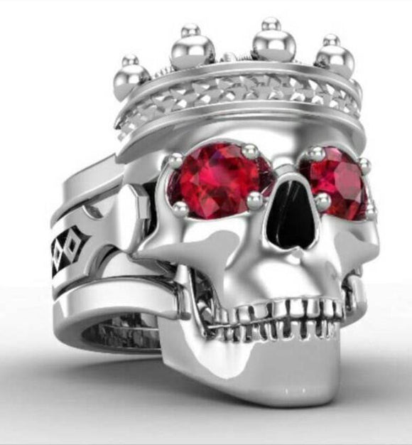 Vintage King Skull Crown Engagement Wedding Ring Solid 925 Sterling SilverListed for charity