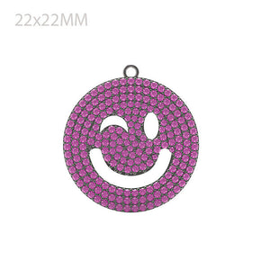 Natural Pave Ruby Gemstone 925 Solid Silver Smiley Face Emoji Pendant Jewelry