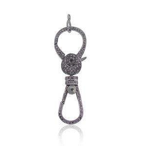 Natural Diamond Pave 925 Silver Lobster Clasp Handmade Finding Jewelry FIMJ-293