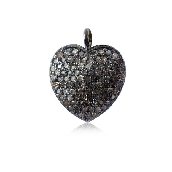 0.5cts Exclusive Pave Diamond 925 Sterling Silver Heart Charm Pendant Jewelry