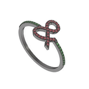 925 Sterling Silver 0.49cts Chrome Diopside Ruby Ampersand Ring Jewelry Size 6.5