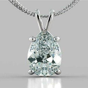 Off White Blue Pear Cut Brilliant Moissanite 4.85 Ct 925 Sterling Silver Pendant