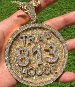 Lucky Trap 813 House statement Pendant Diamond Studded Solid Sterling Silver925