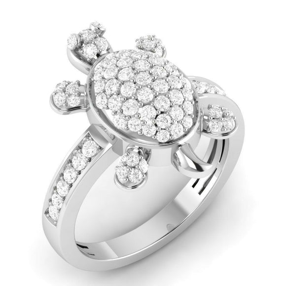 Lucky Turtle Design Diamond Engagement Ring Sterling Silver Men Women StyleListed for charity