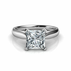 Princess Cut White Moissanite Solitaire Fancy Engagement Ring 925 Silver 1.50Ct