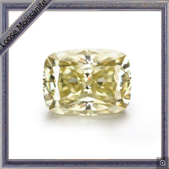 Yellow Loose Moissanite Cushion Brillant Cut 3 Ct 10 X 7.5 mm VVS1 For Jewelry