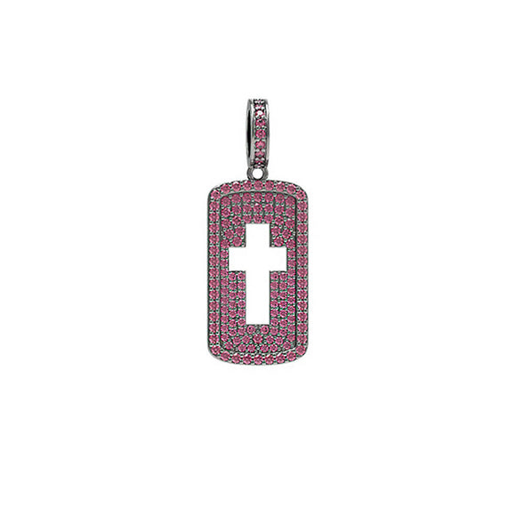 Genuine Red Ruby Gemstone 925 Solid Silver Holy Cross Pendant Religious Jewelry