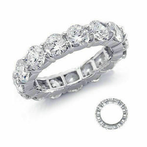 Moissanite Round Brilliant Cut Eternity Wedding Band Ring Solid 14K white Gold