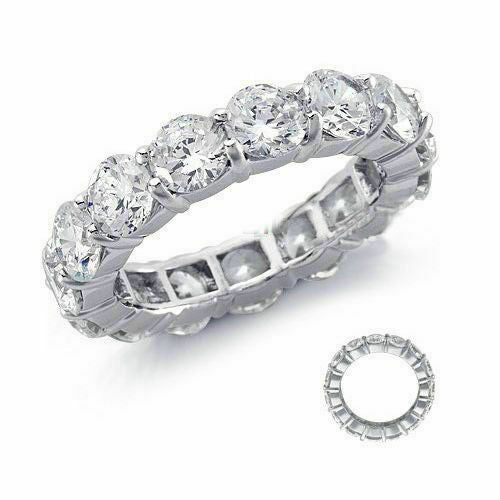 Moissanite Round Brilliant Cut Eternity Wedding Band Ring Solid 14K white Gold