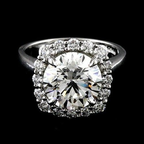 Off White Halo Moissanite 1.50Ct Impressive Engagement Ring 925 Sterling Silver