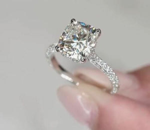 Gorgeous 3.50Ct Cushion Cut Moissanite Solitaire 10k White Gold Engagement Ring