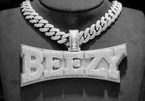 Luxurious Hiphop Style Pendant Beezy statement Diamond Studded 24 inch chain