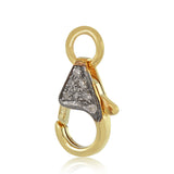 Solid 14k Yellow Gold Pave Diamond Lobster Clasp Hooks Finding Jewelry FIMJ-348