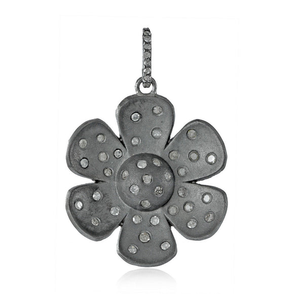 925 Solid Silver Flower Natural Diamond 18