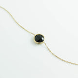 Black Onyx Gold Bracelet, Delicate Chain Bracelet, Solid Gold Bracelet for Women