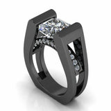 3 Ct Asscher Cut New Antique Engagement Wedding Ring Black 925 Sterling Silver