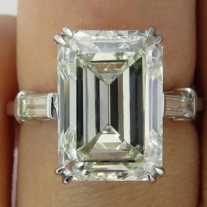 1.75 Ct Off White Genuine Emerald Moissanite Engagement 925 Sterling Silver Ring