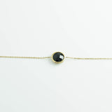 Black Onyx Gold Bracelet, Delicate Chain Bracelet, Solid Gold Bracelet for Women