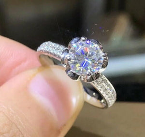 2.00 ct 10K white gold Moissanite Diamond Wedding Party ENGAGEMENT bridal Ring