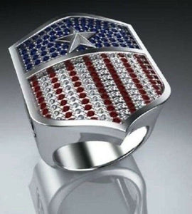 Captain America Ring Mens Diamond Engagement Ring Wedding Style Sterling Silver