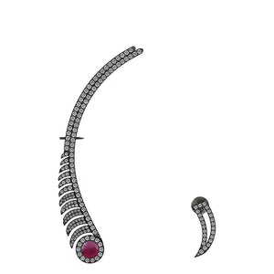 0.15ct Natural Pink Ruby White Diamond 925 Silver Party Wear Ear Cuff Jewelry