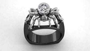 Unique Spider man 1.4 Ct White Round Cut Engagement Wedding Ring Sterling Silver