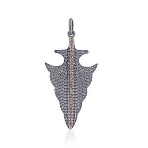 Natural Diamond Pave Arrowhead Pendant Fine 925 Silver Vintage Jewelry PE-56SBR