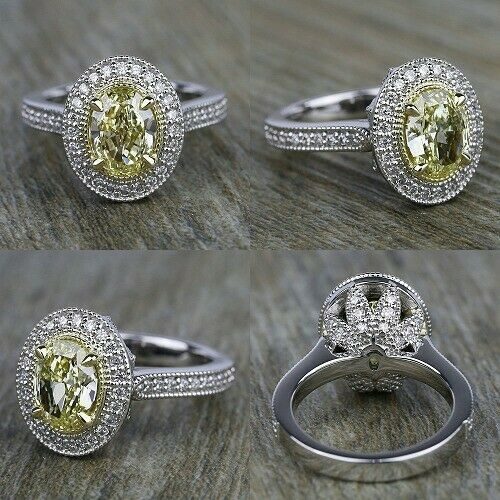 2ct yellow ceetrine solitaire Engagement Ring Wedding 925 Sterling Silver