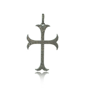 925 Sterling Silver Genuine Diamond Pave Holy Cross Pendant Jewelry PEMJ-296