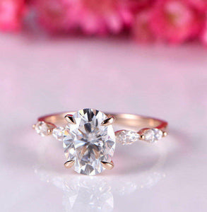 2 Ct Oval Cut Moissanite Solitaire Engagement Ring In 14K Yellow Gold