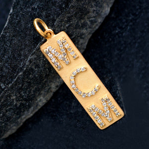 Genuine Pave Diamond Initial Letter Word Pendant 925 Silver Gold Plated Jewelry