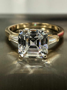 Asscher Cut 3.50Ct Solitaire 10K Yellow Gold Gorgeous Engagement Ring