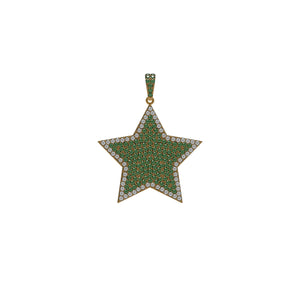 Natural Diamond Pave Chrome Diopside Star Pendant Sterling Silver Jewelry GIFTS