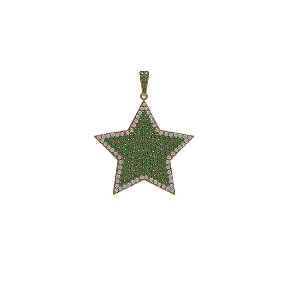 Natural Diamond Pave Chrome Diopside Star Pendant Sterling Silver Jewelry GIFTS