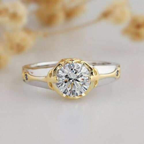 1 Ct Round Cut Moissanite Solitaire Style 14k White Gold Engagement Wedding Ring