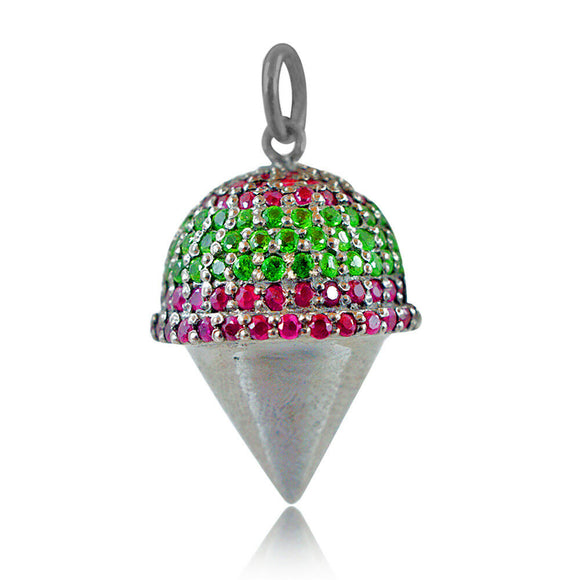 Beautiful Pink Ruby Chrome Diopside 925 Solid Silver Handmade Pendant Jewelry