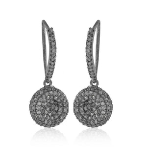 Genuine Pave Set Diamond 925 Silver Dangle Earrings Womens Jewelry EAMJ-698