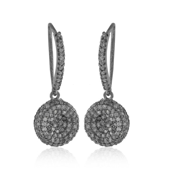 Genuine Pave Set Diamond 925 Silver Dangle Earrings Womens Jewelry EAMJ-698